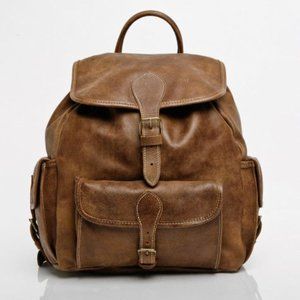 Genuine Leather Backpack - Vintage Look